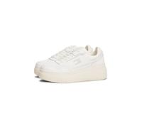 Keilsneaker TOMMY JEANS "TJW RETRO BASKET FLATFORM", Damen, Gr. 40, beige (ecru, ivory), Leder, Lederimitat, Schuhe, Keilabsatz, Plateau, Freizeitschuh, Schnürschuh mit Lochmuster (87122958-40) ecru,