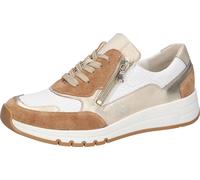 Keilsneaker WALDLÄUFER, Damen, Gr. 5 (38), braun, goldfarben, weiß, Nappaleder, Nubukleder, Veloursleder, mehrfarbig, metallic, Schuhe, Schnürschuh, Halbschuh, Freizeitschuh mit Luftkammern-Laufsohle
