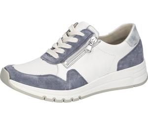 Keilsneaker WALDLÄUFER, Damen, Gr. 5 (38), weiß, jeansblau, silberfarben, Nappaleder, Textil, Veloursleder, Schuhe, Schnürschuh, Halbschuh, Freizeitschuh mit zusätzlichem Reißverschluss (63163743-5) w