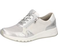 Keilsneaker WALDLÄUFER, Damen, Gr. 6 (39), silberfarben, hellgrau, weiß, Nappaleder, Textil, Veloursleder, Schuhe, Schnürschuh, Halbschuh, Freizeitschuh mit zusätzlichem Reißverschluss (65871268-6) si