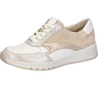 Keilsneaker WALDLÄUFER, Damen, Gr. 6,5, beige, weiß, goldfarben, Nappaleder, Textil, Veloursleder, kontrastfarbene Details, Schuhe, Schnürschuh, Halbschuh, Freizeitsneaker mit weichem Schaftrand (1254