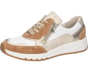 Keilsneaker WALDLÄUFER, Damen, Gr. 6,5, braun, goldfarben, weiß, Nappaleder, Nubukleder, Veloursleder, mehrfarbig, metallic, Schuhe, Schnürschuh, Halbschuh, Freizeitschuh mit Luftkammern-Laufsohle (48