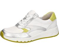 Keilsneaker WALDLÄUFER, Damen, Gr. 6,5, weiß, limette, silberfarben, Nubukleder, Textil, Veloursleder, kontrastfarbene Details, Schuhe, Schnürschuh, Halbschuh, Freizeitsneaker mit weichem Schaftrand (