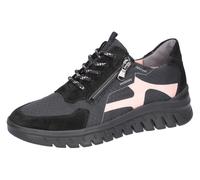 Keilsneaker WALDLÄUFER "H-BIGGI", Damen, Gr. 5,5 (38,5), schwarz, Textil, Veloursleder, Schuhe, Schnürer, Halbschuh, Freizeitschuh mit Kontrastnaht, Weite H (38408237-5,5) schwarz