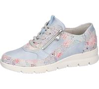 Keilsneaker WALDLÄUFER "H-BRUNI", Damen, Gr. 5 (38), hellblau, multicolor, Nubukleder, Veloursleder, Reptilienprägung, Schuhe, Schnürschuh, Halbschuh in Bequemweite H (= sehr weit) (66172267-5) hellbl