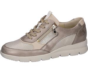 Keilsneaker WALDLÄUFER "H-BRUNI", Damen, Gr. 6 (39), platinfarben, beige, Nappaleder, Veloursleder, metallic, Schuhe, Schnürschuh, Halbschuh in Bequemweite H (= sehr weit) (16214654-6) platinfarben, b