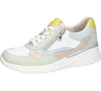 Keilsneaker WALDLÄUFER "H-CARLA", Damen, Gr. 6,5, bunt (pastellfarben), Nappaleder, Veloursleder, mehrfarbig, Schuhe, Schnürschuh, Halbschuh, Freizeitschuh mit Reißverschluss (60799161-6,5) pastellfar