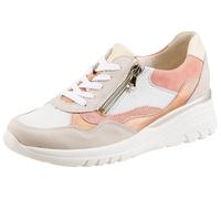 Keilsneaker WALDLÄUFER "H-CARLA", Damen, Gr. 7 (40,5), hellbeige, melone, weiß, Nappaleder, Nubukleder, Veloursleder, mehrfarbig, Schuhe, Schnürschuh, Halbschuh, Freizeitschuh mit Reißverschluss (5370