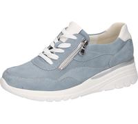 Keilsneaker WALDLÄUFER "H-CARLA", Damen, Gr. 8,5 (42,5), hellblau, weiß, Nappaleder, Nubukleder, unifarben mit Farbeinsatz, Schuhe, Komfortschuh, Schnürschuh, Halbschuh mit Keilabsatz (52543522-8,5) h