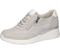 Keilsneaker WALDLÄUFER "H-CARLA", Damen, Gr. 8,5 (42,5), hellgrau, weiß, Nappaleder, Nubukleder, unifarben mit Farbeinsatz, Schuhe, Komfortschuh, Schnürschuh, Halbschuh mit Keilabsatz (14391522-8,5) h