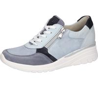 Keilsneaker WALDLÄUFER "H-CARLA Soft", Damen, Gr. 6,5, blau (hellblau, jeansblau), Croslite™, Nappaleder, Nubukleder, Textil, Veloursleder, mehrfarbig, Schuhe, Schnürschuh, Halbschuh, Freizeitschuh mi