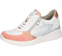 Keilsneaker WALDLÄUFER "H-CARLA Soft", Damen, Gr. 8 (42), weiß, melone, silberfarben, Nappaleder, Textil, Veloursleder, mehrfarbig, Schuhe, Schnürschuh, Halbschuh, Bequemschuh mit Kontrastbesatz (4778