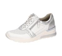 Keilsneaker WALDLÄUFER "H-CLARA", Damen, Gr. 7,5 (41), silber (weiß, silberfarben), Nappaleder, Textil, metallic, Schuhe, Schnürer, Halbschuh, Freizeitschuh mit Metallic-Einsatz (91761246-7,5) weiß, s
