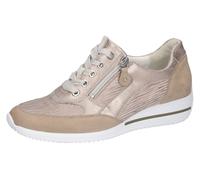 Keilsneaker WALDLÄUFER "HIMONA", Damen, Gr. 6,5, gold (beige, goldfarben), Nappaleder, Nubukleder, Schuhe Sneaker, Halbschuh, Schnürschuh, Komfortschuh mit Reißverschluss (36362029-6,5) beige, goldfar