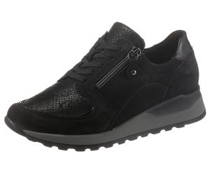 Keilsneaker WALDLÄUFER "HIROKO", Damen, Gr. 5 (38), schwarz, Lackleder, Nubukleder, Textil, Schuhe Sneaker, G-Weite, Orthotritt-Ausstattung, Freizeitschuh, Halbschuh, Schnürschuh (84765440-5) schwarz