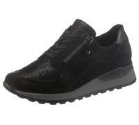 Keilsneaker WALDLÄUFER "HIROKO", Damen, Gr. 7 (40,5), schwarz, Lackleder, Nubukleder, Textil, Schuhe Sneaker, G-Weite, Orthotritt-Ausstattung, Freizeitschuh, Halbschuh, Schnürschuh (84765440-7) schwar