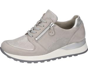 Keilsneaker WALDLÄUFER "HIROKO-SOFT", Damen, Gr. 8,5 (42,5), hellgrau, silberfarben, Nappaleder, Nubukleder, Textil, Veloursleder, Schuhe Sneaker, Orthotritt Ausstattung, H-Weite, Freizeitschuh, Halbs