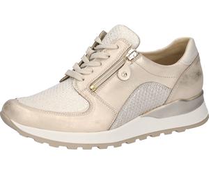 Keilsneaker WALDLÄUFER "HIROKO-SOFT", Damen, Gr. 9,5 (44), goldfarben, Nappaleder, Textil, Veloursleder, metallic, Schuhe Sneaker, Orthotritt Ausstattung, H-Weite, Freizeitschuh, Halbschuh, Schnürschu