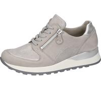 Keilsneaker WALDLÄUFER "HIROKO-SOFT", Damen, Gr. 9,5 (44), hellgrau, silberfarben, Nappaleder, Nubukleder, Textil, Veloursleder, Schuhe Sneaker, Orthotritt Ausstattung, H-Weite, Freizeitschuh, Halbsch