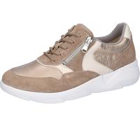 Keilsneaker WALDLÄUFER "K-FUNKY", Damen, Gr. 7,5 (41), gold (beige, goldfarben), Veloursleder, Nappaleder, kontrastfarbene Details, sportlich, Schuhe, Schnürschuh, Halbschuh, Komfortschuh, Reißverschl
