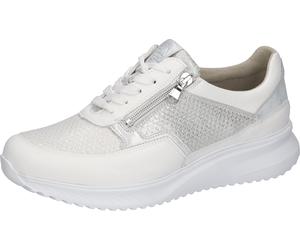 Keilsneaker WALDLÄUFER "K-JANKA", Damen, Gr. 6 (39), weiß, silberfarben, Nappaleder, Textil, Veloursleder, Schuhe, Schnürschuh, Halbschuh, Komfortschuh in Extraweite K (36041041-6) weiß, silberfarben
