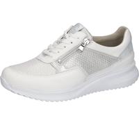 Keilsneaker WALDLÄUFER "K-JANKA", Damen, Gr. 6,5, weiß, silberfarben, Nappaleder, Textil, Veloursleder, Schuhe, Schnürschuh, Halbschuh, Komfortschuh in Extraweite K (36041041-6,5) weiß, silberfarben