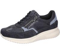 Keilsneaker WALDLÄUFER "K-JANKA", Damen, Gr. 8,5 (42,5), dunkelblau, jeansblau, Nubukleder, Textil, Veloursleder, Schuhe, Schnürschuh, Halbschuh, Komfortschuh in Extraweite K (41897367-8,5) dunkelblau