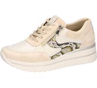 Keilsneaker WALDLÄUFER "K-LUANA-Soft", Damen, Gr. 4 (37), creme, goldfarben, Nappaleder, Nubukleder, Textil, Veloursleder, Reptilienprägung, kontrastfarbene Details, metallic, Schuhe, Komfortschuh mit