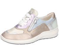 Keilsneaker WALDLÄUFER "M-TONIA", Damen, Gr. 7 (40,5), gold (goldfarben kombiniert), Glattleder, Lackleder, Nubukleder, mehrfarbig, metallic, Schuhe, Schnürschuh, Komfortschuh, Bequemschuh mit Reißver