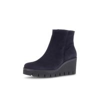 Keilstiefelette GABOR, Damen, Gr. 38, schwarz (dunkelblau), Veloursleder, unifarben, Schuhe, Keilabsatz, Businessstiefelette mit praktischem Innenreißverschluss, Topseller (71187135-38) dunkelblau