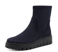 Keilstiefelette MARCO TOZZI, Damen, Gr. 39, blau (dunkelblau), Textil, Veloursleder, Schuhe, Plateau, Boots mit elastischem Stretch-Schaft (15554604-39) dunkelblau