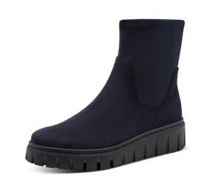 Keilstiefelette MARCO TOZZI, Damen, Gr. 42, blau (dunkelblau), Textil, Veloursleder, Schuhe, Plateau, Boots mit elastischem Stretch-Schaft (15554604-42) dunkelblau