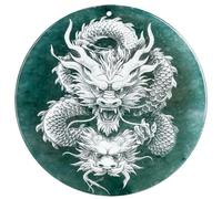 KEKEGUKIDS Grüner Jade-Drachen-Anhänger Mode Runen Halskette Schmuck Chinesische Handgeschnitzte Entspannung Heilung Frauen Mann Glück Geschenk