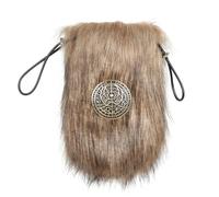 keland Wikinger Fell Tasche Beuteltasche Viking Bag Gürteltasche Mittelalter Accessoires Damen Herren (Braun)