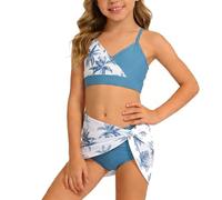 Kelandoom Badeanzug Kinder Mädchen Schwimmanzug 3er Sommer Badeanzüge Bikini-Oberteile Mädchen Bikini Kinder Bikini Set Tankini Mit Rock Teenager Badebekleidung Mit Blumenmuster