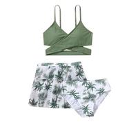 Kelandoom Badeanzug Mit Rock Mädchen 3-Teiliges Bikini-Set Bustier Bikini Badeanzüge Für Kinder Badeanzug-Set Mit Top Shorts Und Baderock Bademode SpaghettiträGern Strand-Badeanzug