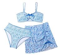 Kelandoom Badeanzug Sport Mädchen 3-Teilige Badeanzüge Für Mädchen Bikini Oberteil Große Brüste Badeanzüge Für Kinder Sport-Tankini-Set Mit Top Shorts Und Baderock Bademode Tankini Badeanzug