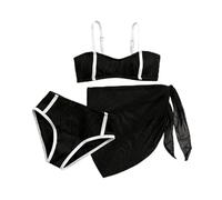 Kelandoom Mädchen Badeanzug Mit Rock 3-Teiliges Bikini-Sets Bikinis Für Teenager Sommer Kinder Badeanzüge Mädchen Set Verstellbare Bikini Oberteil Mit Triangel Bikinihose Und Rock Schwimmanzug Lang