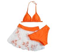 Kelandoom Mädchen Badebekleidung Kinder Schwimmen Badeanzug 3-Teilige Badeanzüge Für Mädchen Bikini Rock Schwimmen Kinder Tankini Damen Set Tankini Mit Rock 3 Teilig Bikinis Set