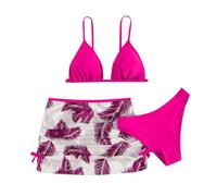 Kelandoom Mädchen Bikini Set Kinder Badeanzug 3-Teilig Blumen-Bikini Blumendruck Bademode Bikinis Badeanzüge Für Kinder Madchen Rock Set Mädchen Badehose Mit Rock Sommer Wassersport Bikini