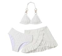 Kelandoom Mädchen Kinderbadeanzug Mädchen Bikini Set 3Pcs Kinder Bikini Top+ Slips+ Rock Badeanzug Badeanzüge Für Kinder Tankini Set Mit Strandkleid Badehose Mit Rock Uv Badebekleidung