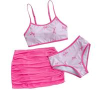 Kelandoom Mädchen Tankini Badeanzug Kinder Schwimmanzug Bikini 3 Teilig Bikinis Bikini Kinder Mädchen Sport-Tankini-Set Mit Top Shorts Und Baderock Bademode Einfarbige Badeanzug
