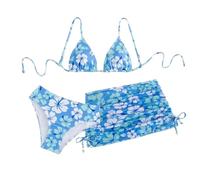 Kelandoom Mädchen Tankini Set Kinder Badeanzug 3-Teiliger Badeanzug Set Bikinis Sommer Kinder Badeanzüge Bikini-Set Mit Röcken Dreiteilig Strand Tankini Mit Rock Strandkleid