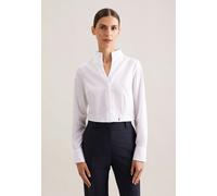 Seidensticker Bluse Slim Fit Longsleeve Kelchkragen Baumwolle Damen Weiß Gr. 44