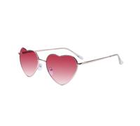 Kelens Herz Sonnenbrille Herren Polarisierte Metallrahmen,Damen Festival Zubehör Sonnenbrille Herz, Uv Schutz brille Herzform FüR Festival, Party (Gradient Red Lens)