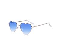 Kelens Herz Sonnenbrille Herren Polarisierte Metallrahmen,Damen Festival Zubehör Sonnenbrille Herz, Uv Schutz Brille Herzform FüR Festival, Party (Gradient Blue Lens)