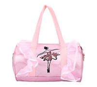 KELFEEAO Ballet Bag, Dancing Girl Sequin Print Satin Tote with Adjustable Shoulder Strap Pink Large Capacity Dance Gear Bag for Class (pink long yarn)