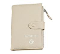 Kelisdi Reisepasshülle, leichtes PU-Leder, Kartenetui, tragbar, kurze Geldbörse, Münztasche, für Geschäftsreisen, leichtes Reisezubehör, beige, Mass Beauty