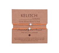KELITCH 2 Stück Perle Freundschaft Armbänder Miyuki Perlen Gewebt Liebhaber Strang Armbänder Armreifen Geschenke (Orange 01G)