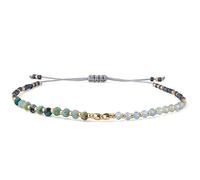 KELITCH Natürliche Kristallperlen Strang Armbänder Miyuki Seed Bead Ketten Armbänder Einstellbare Damen Armbänder (Grau Blau)